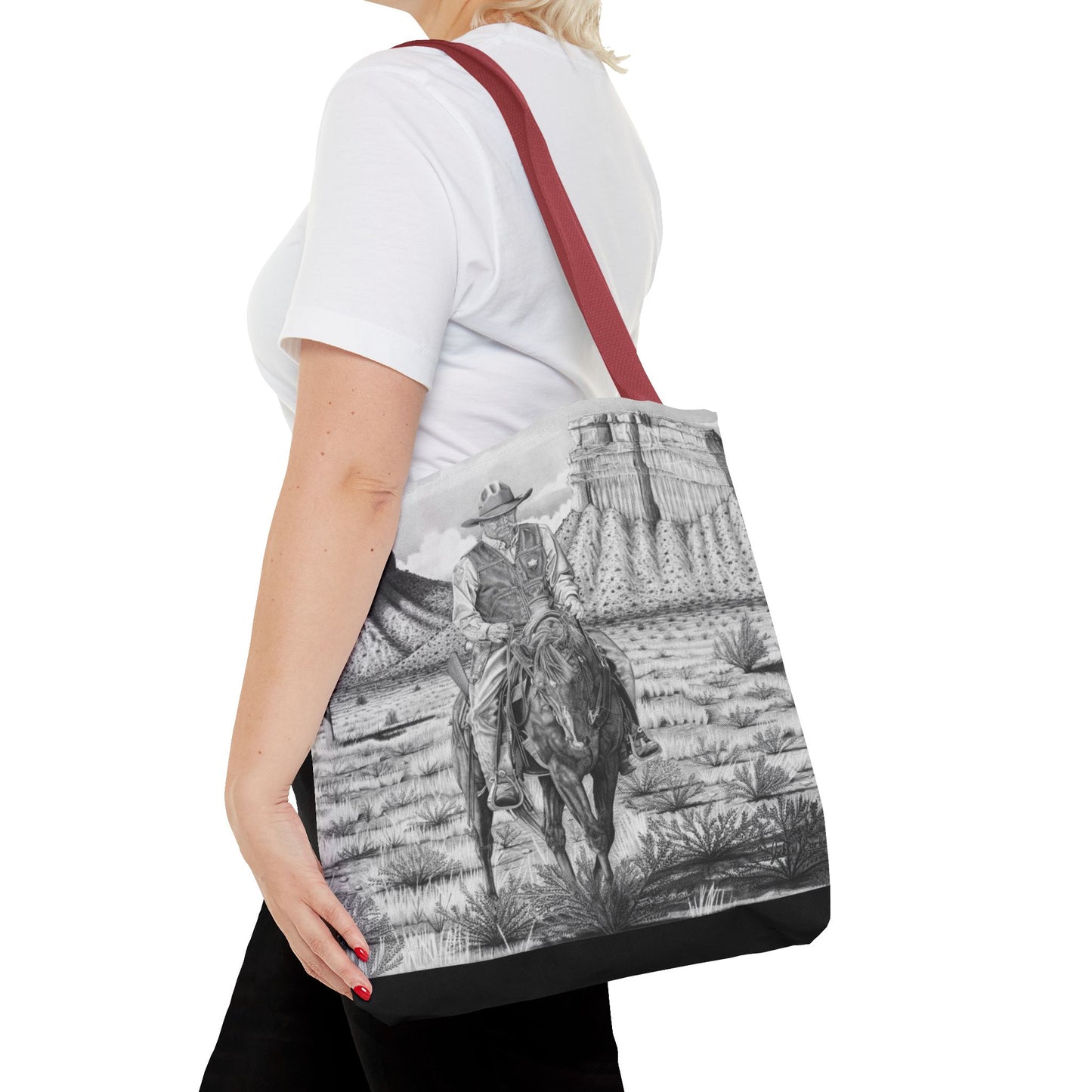 "On the Outlaw Trail "Tote Bag, Western Style Shopping Tote, Equestrian Gift, Farmhouse Decor, Horse Lover Accessory