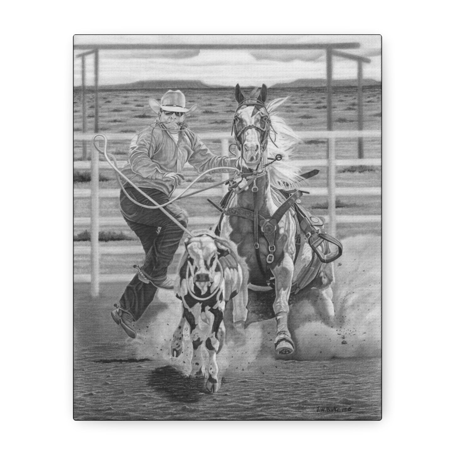 "Stone Cold Throw" Western Artwork on canvas