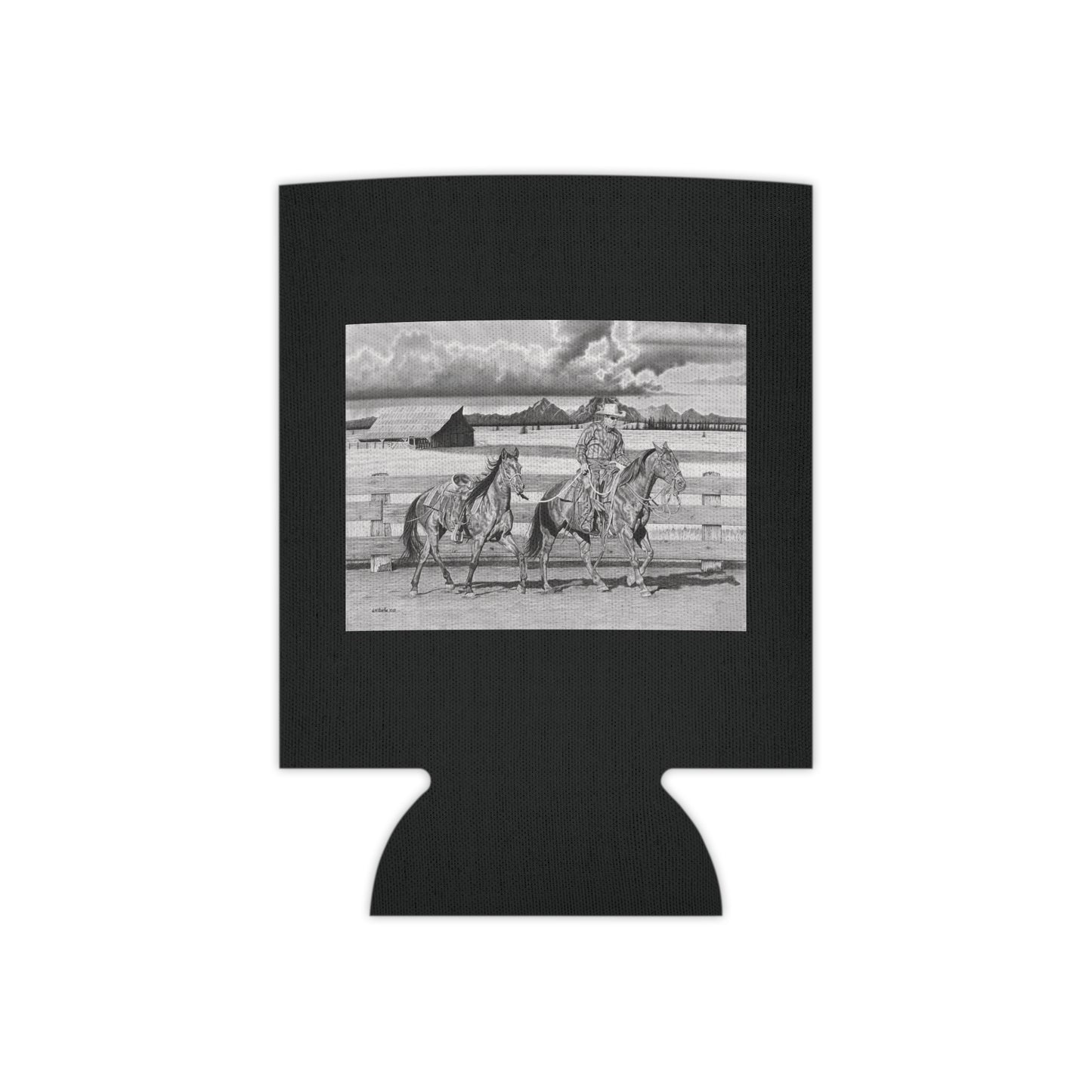 "The Gift Named Storm" Rustic Cowboy Can Cooler, Western Beverage Sleeve, Outdoor Party Gear, Country-Themed Drink Holder, Ideal for BBQs & Tailgates