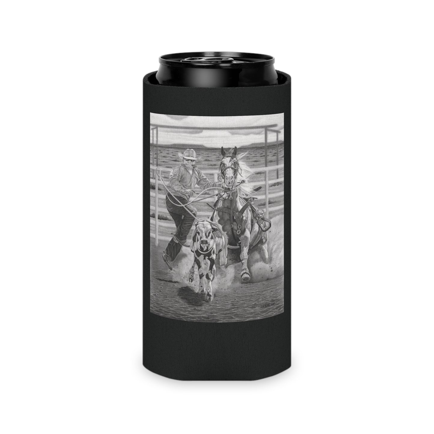 "Stone Cold Throw" Rustic Cowboy Can Cooler, Western Beverage Sleeve, Outdoor Party Gear, Country-Themed Drink Holder, Ideal for BBQs & Tailgates