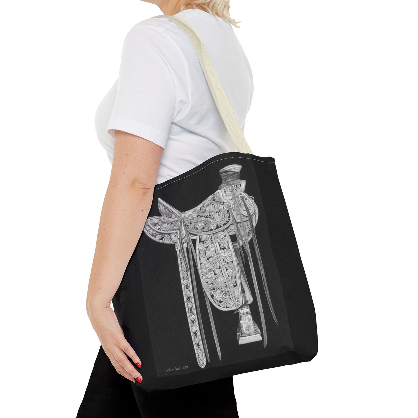 "New Saddle " Western Style Shopping Tote, Equestrian Gift, Farmhouse Decor, Horse Lover Accessory