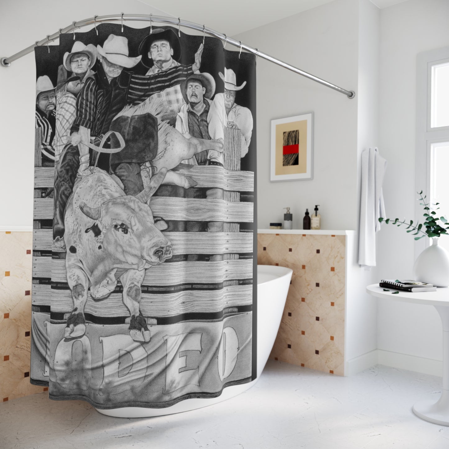 Shower Curtain Western Ranch Black-and-White Bathroom Decor