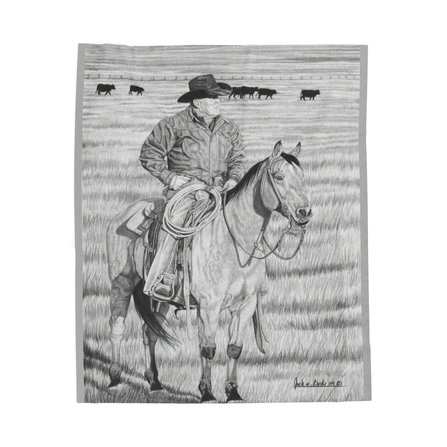 "The Passing Storm" Cozy Cowboy Velveteen Plush Blanket | Western Decor, Gift for Horse Lovers, Camping Blanket, Soft Throw, Farmhouse Style