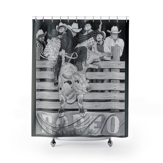 Sirius Fun Shower Curtain — Western Ranch Black-and-White Bathroom Decor