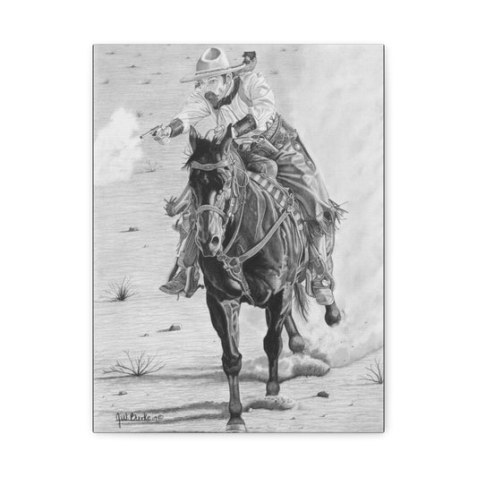 "Wild Bill Rides Again" western art on canvas