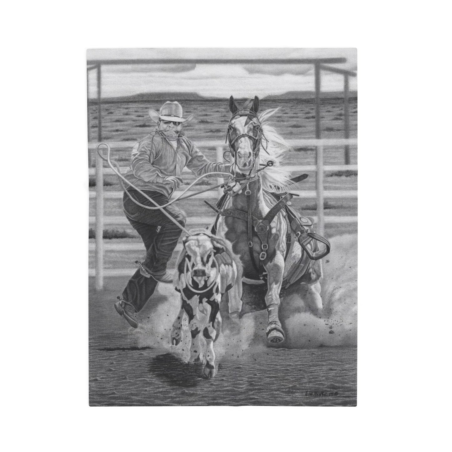 "Stone Cold Throw" Cozy Cowboy Velveteen Plush Blanket | Western Decor, Gift for Horse Lovers, Camping Blanket, Soft Throw, Farmhouse Style