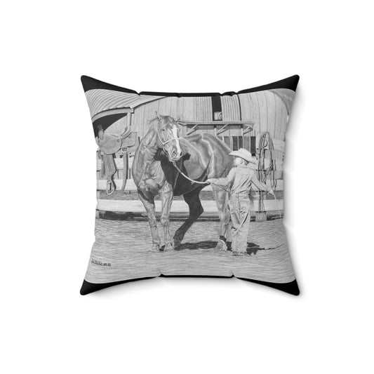 "Tall Task for a little Cowboy" Western Art Pillow