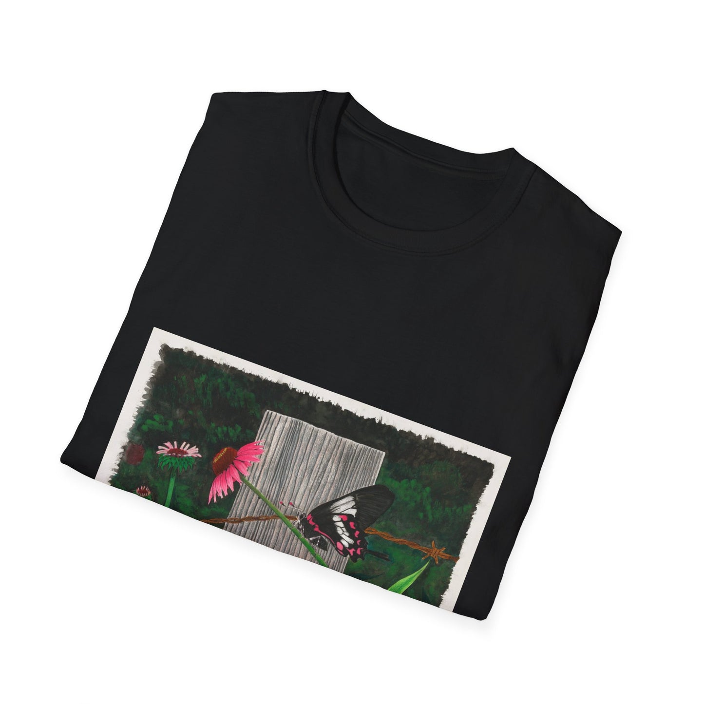 "Fence Post and Butterfly " Western Art T-Shirt