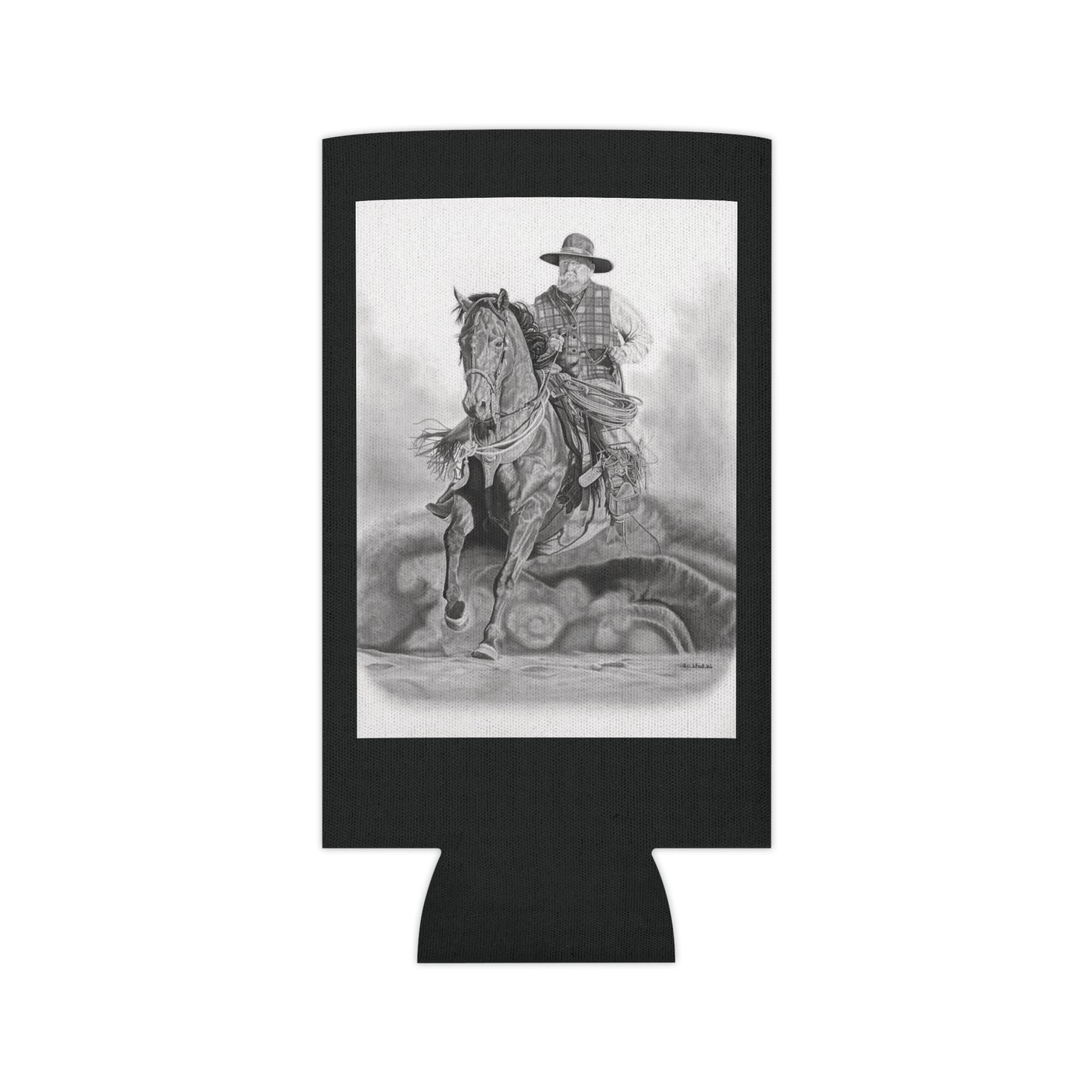 Trouble Up Ahead Rustic Cowboy Can Cooler, Western Beverage Sleeve, Outdoor Party Gear, Country-Themed Drink Holder, Ideal for BBQs & Tailgates