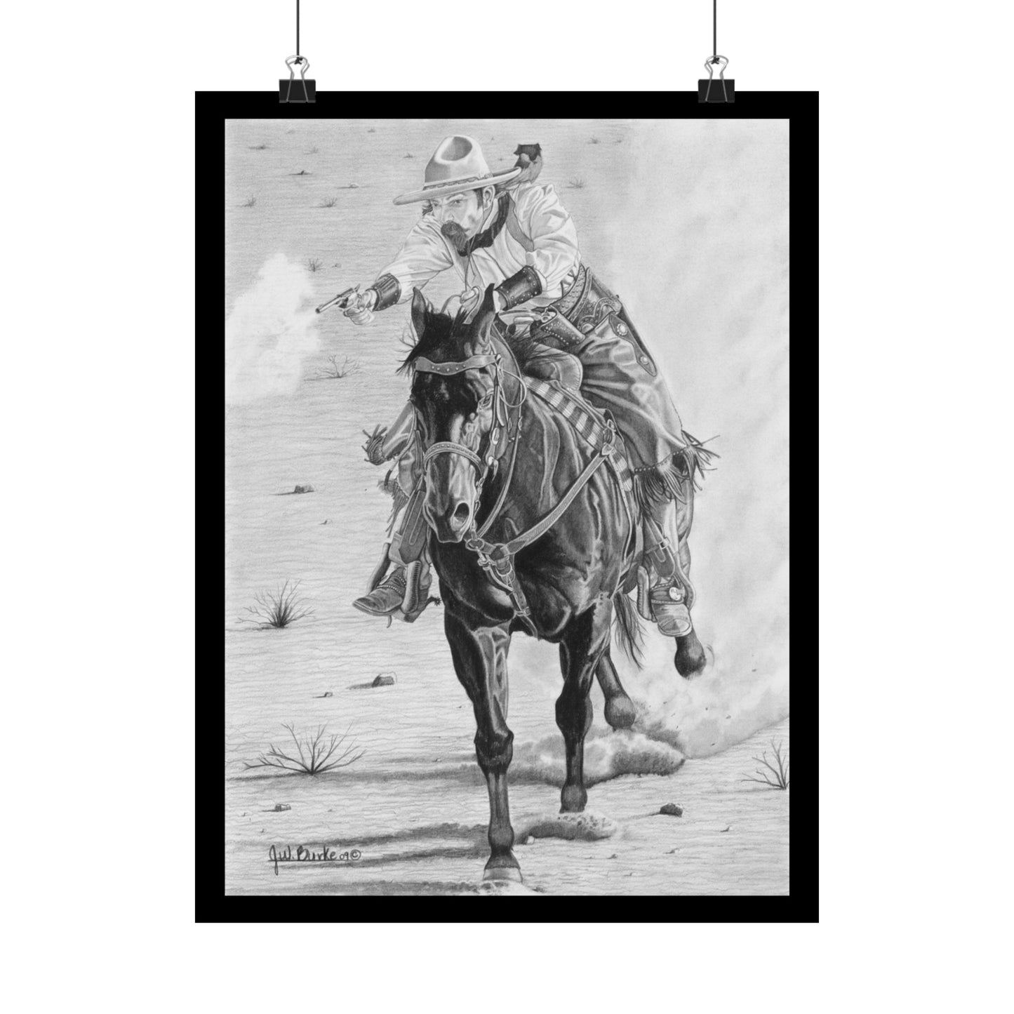 "Wild Bill Rides Again" Cowboy Themed Wall Art Print, Western Decor, Matte Vertical Poster, Rustic Home Decor, Gift for Ranch Lovers, Cowboy Art