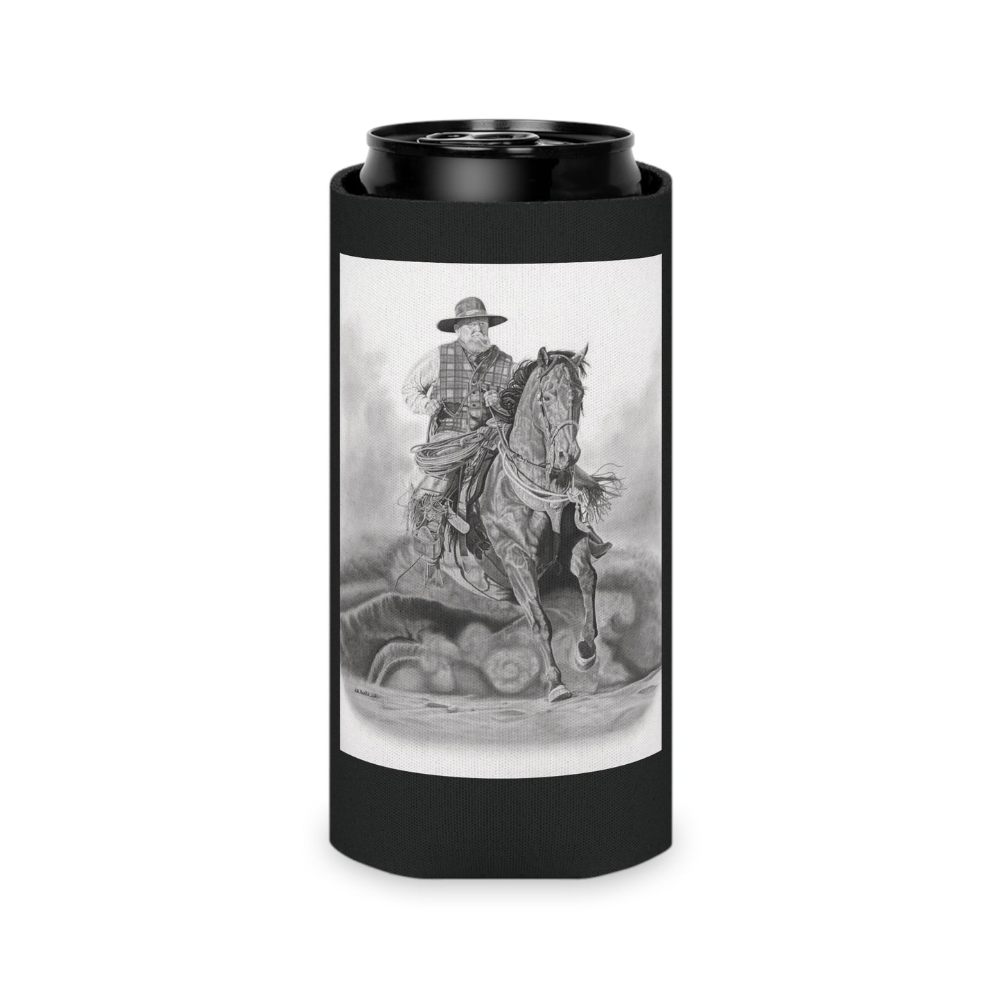 Trouble Up Ahead Rustic Cowboy Can Cooler, Western Beverage Sleeve, Outdoor Party Gear, Country-Themed Drink Holder, Ideal for BBQs & Tailgates