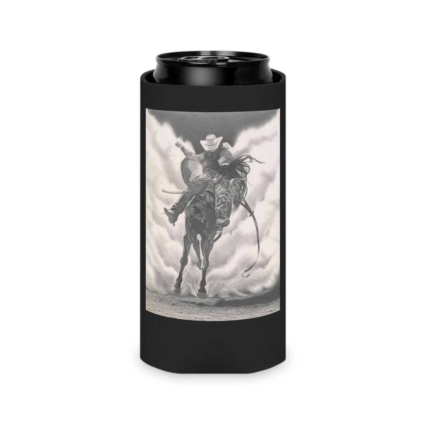 "Storm a Brewing" Rustic Cowboy Can Cooler, Western Beverage Sleeve, Outdoor Party Gear, Country-Themed Drink Holder, Ideal for BBQs & Tailgates