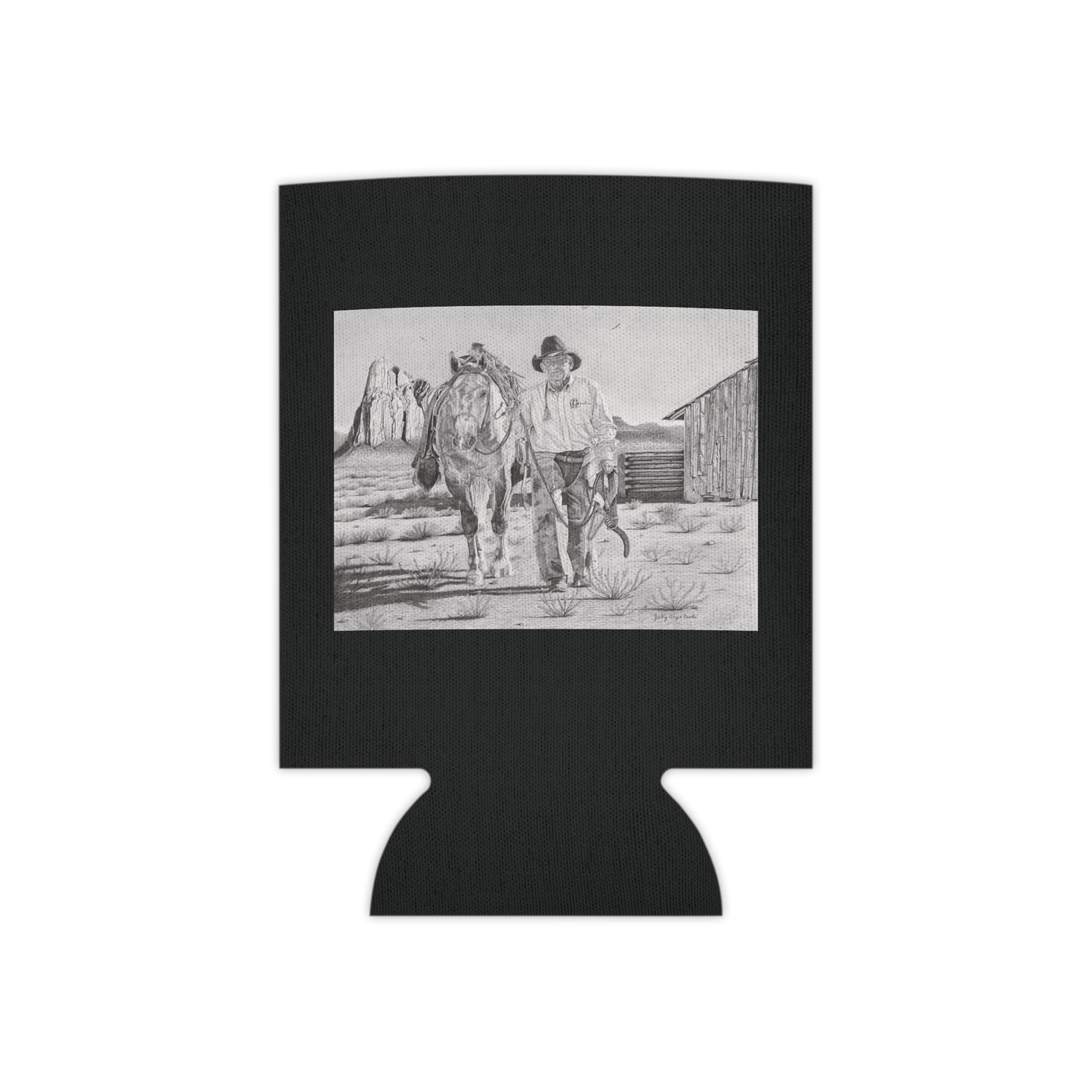 "On The Trail of the Outlaw" Rustic Cowboy Can Cooler, Western Beverage Sleeve, Outdoor Party Gear, Country-Themed Drink Holder, Ideal for BBQs & Tailgates