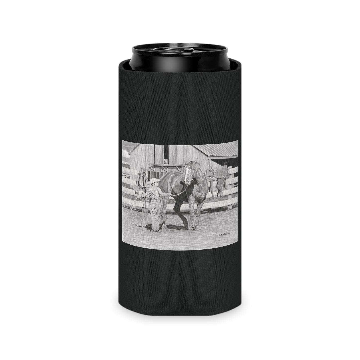 "Tall Task for a little Cowboy" Rustic Cowboy Can Cooler, Western Beverage Sleeve, Outdoor Party Gear, Country-Themed Drink Holder, Ideal for BBQs & Tailgates