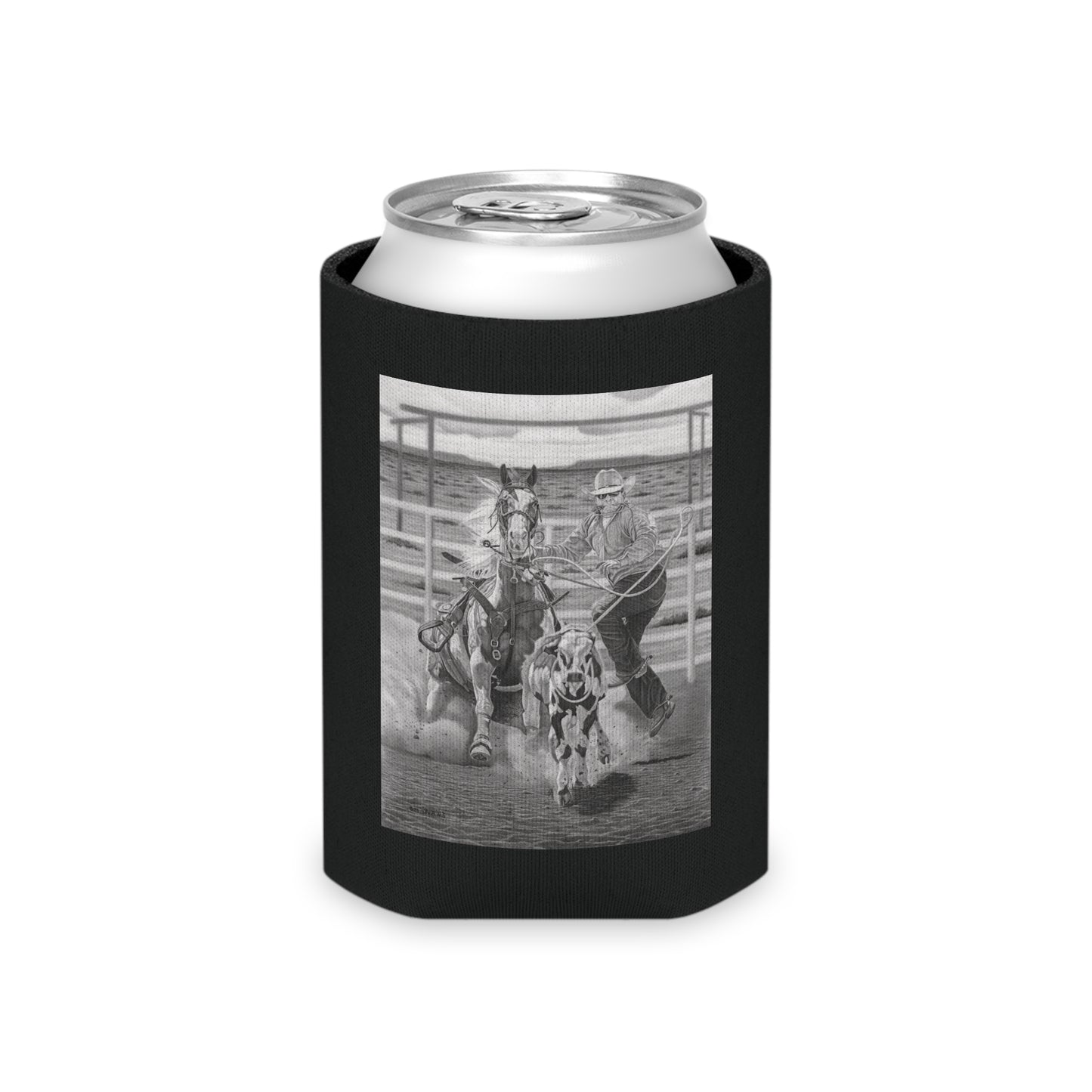 "Stone Cold Throw" Rustic Cowboy Can Cooler, Western Beverage Sleeve, Outdoor Party Gear, Country-Themed Drink Holder, Ideal for BBQs & Tailgates