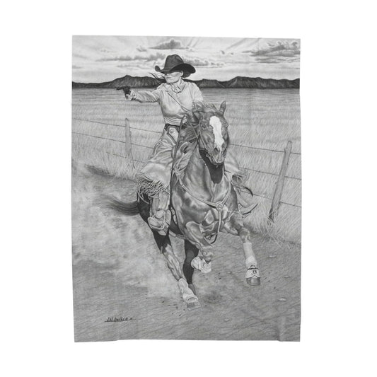 "Dangerous and Beatiful" Cozy Cowboy Velveteen Plush Blanket | Western Decor, Gift for Horse Lovers, Camping Blanket, Soft Throw, Farmhouse Style