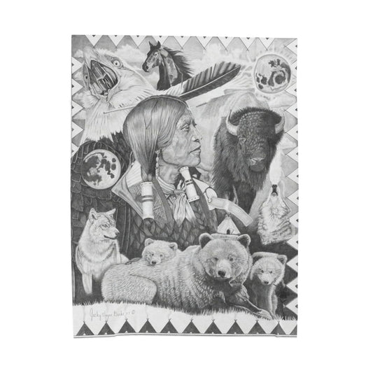 "Two Moon Apache Dream" Cozy Cowboy Velveteen Plush Blanket | Western Decor, Gift for Horse Lovers, Camping Blanket, Soft Throw, Farmhouse Style