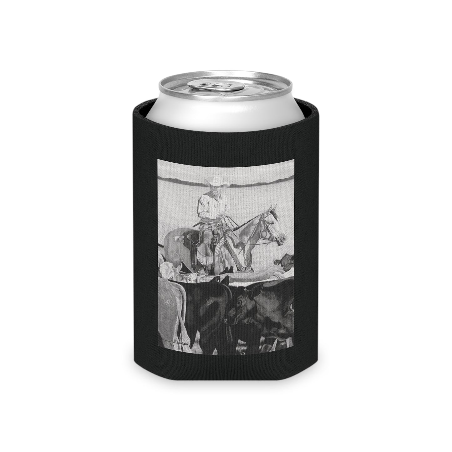 "Hot Day on the Job" Rustic Cowboy Can Cooler, Western Beverage Sleeve, Outdoor Party Gear, Country-Themed Drink Holder, Ideal for BBQs & Tailgates
