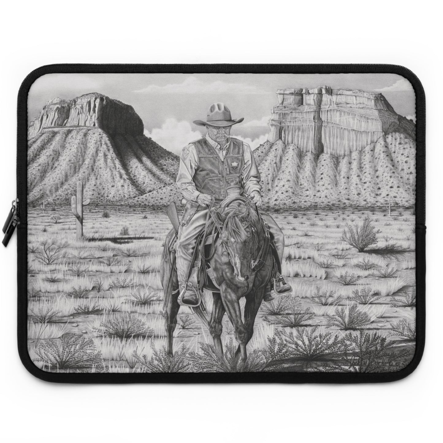 "On The Outlaw Trail" Rustic Cowboy Laptop Sleeve, Western Cowpoke Case, Unique Gift for Ranch Lovers, Rodeo Accessories, Durable Tech Cover