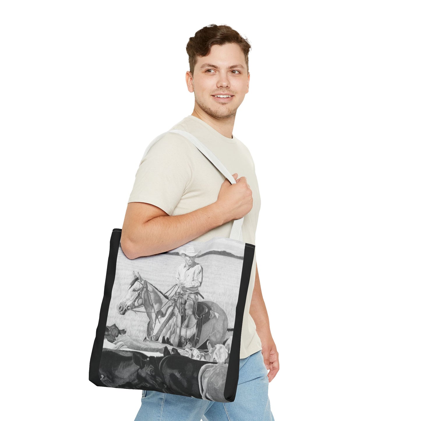 "Hot Day on the Job" Tote Bag, Western Style Shopping Tote, Equestrian Gift, Farmhouse Decor, Horse Lover Accessory