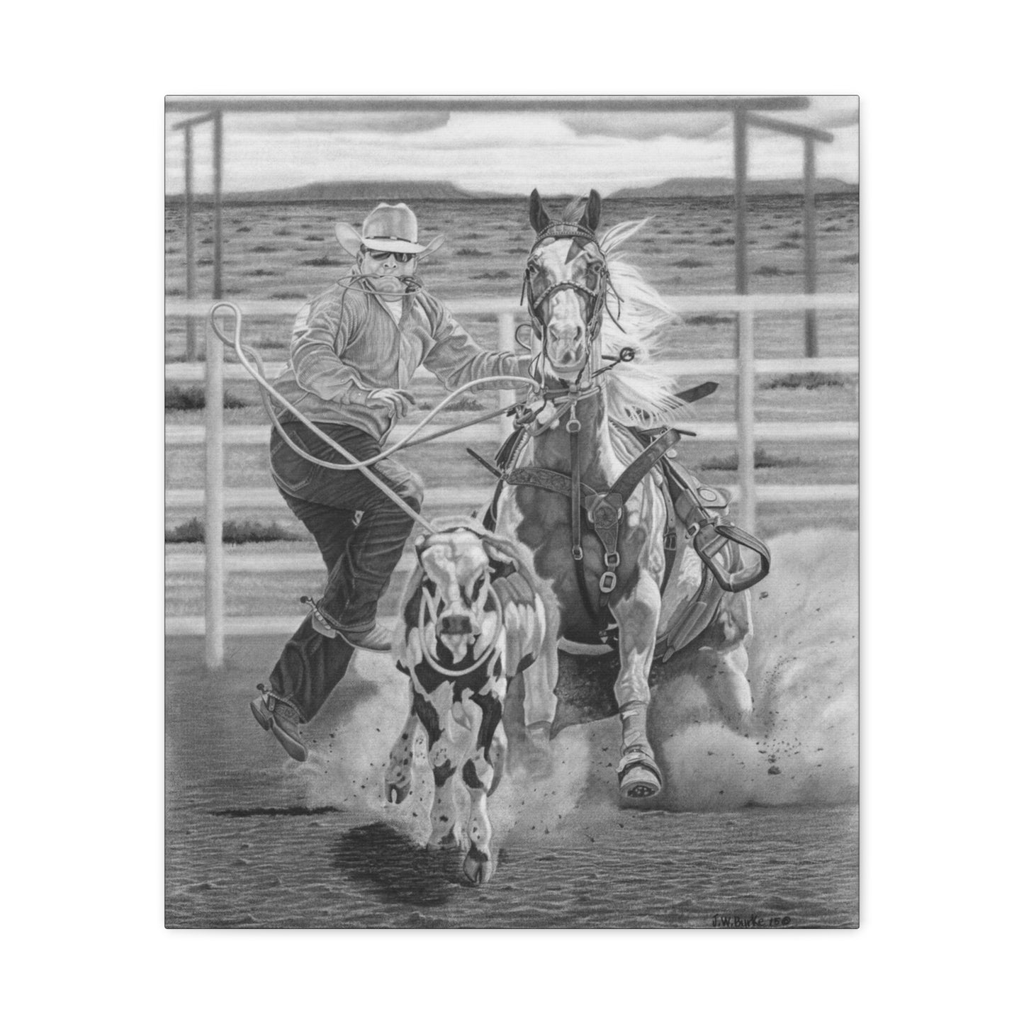 "Stone Cold Throw" Western Artwork on canvas
