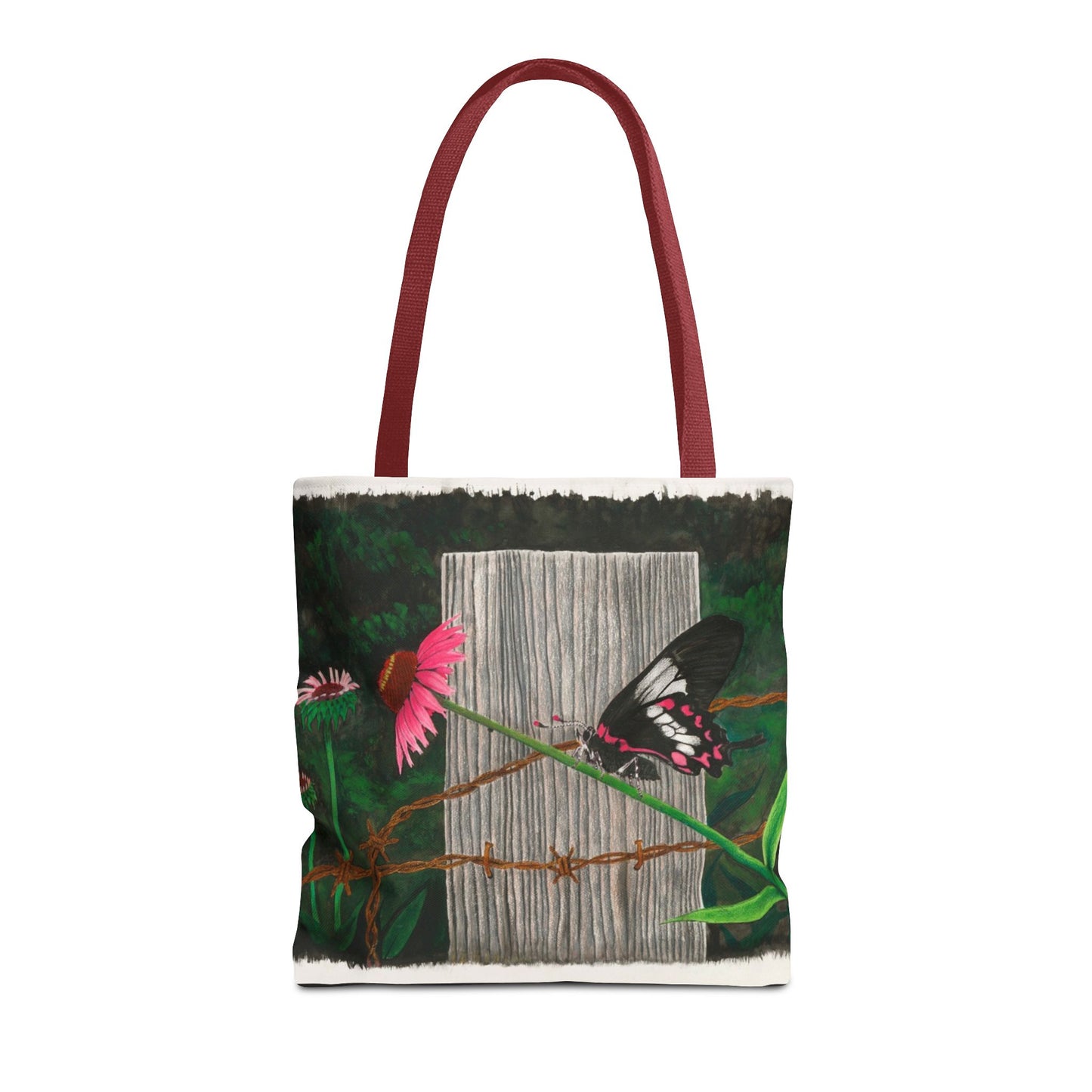 "Fence Post and Butterfly" Western Art Tote Bag