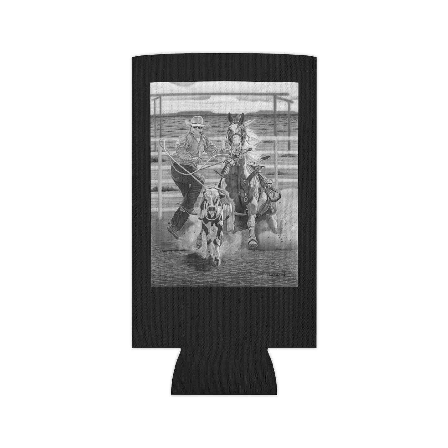 "Stone Cold Throw" Rustic Cowboy Can Cooler, Western Beverage Sleeve, Outdoor Party Gear, Country-Themed Drink Holder, Ideal for BBQs & Tailgates