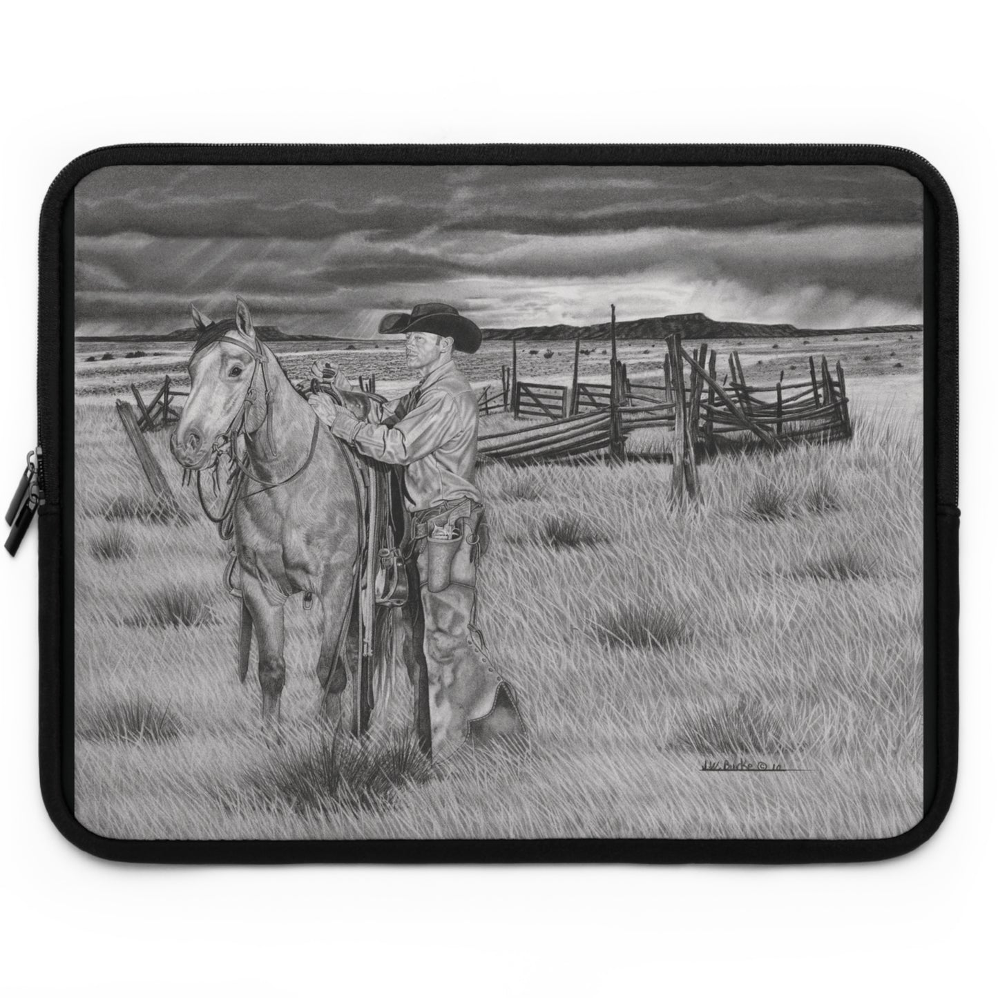 "The Coming Storm" Rustic Cowboy Laptop Sleeve, Western Cowpoke Case, Unique Gift for Ranch Lovers, Rodeo Accessories, Durable Tech Cover