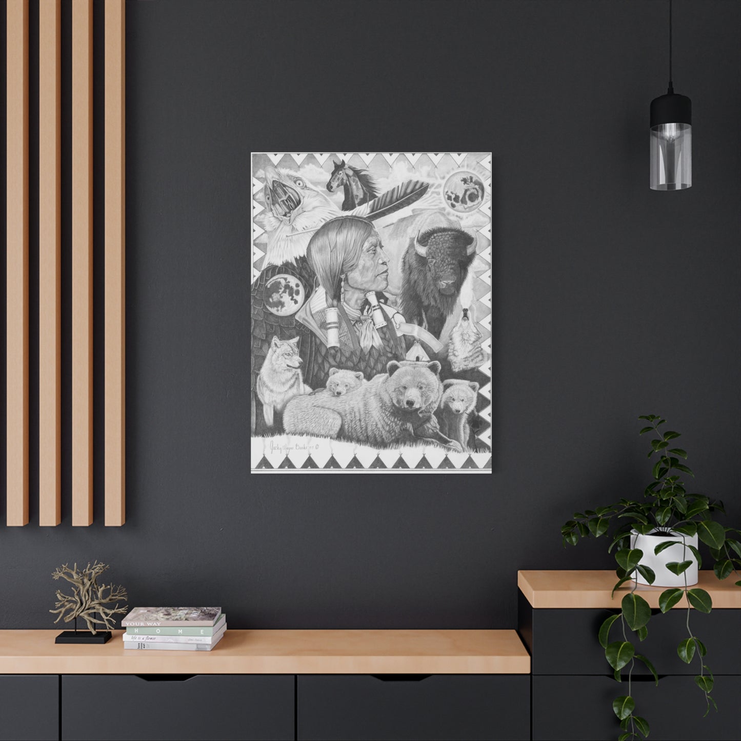 "Two Moon Apache Dream" western art on canvas