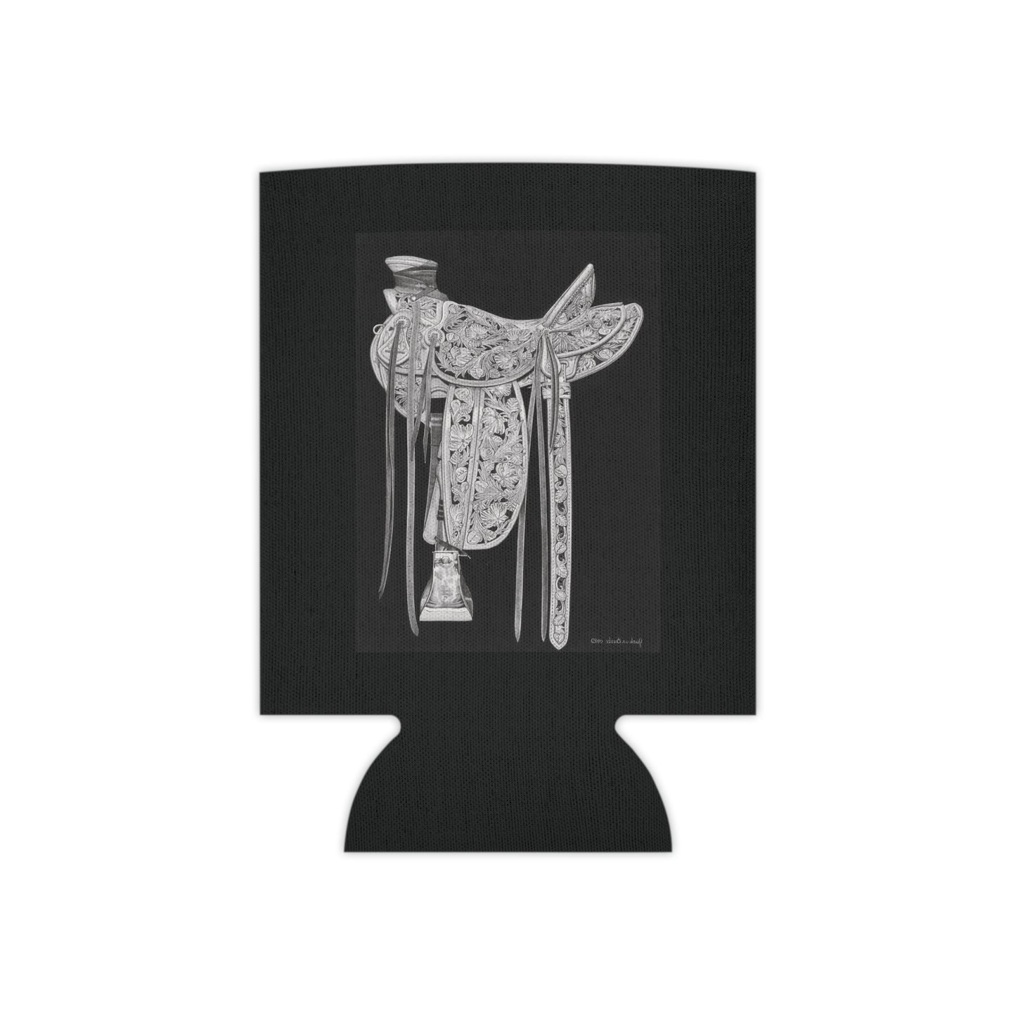 "New Saddle" Rustic Cowboy Can Cooler, Western Beverage Sleeve, Outdoor Party Gear, Country-Themed Drink Holder, Ideal for BBQs & Tailgates