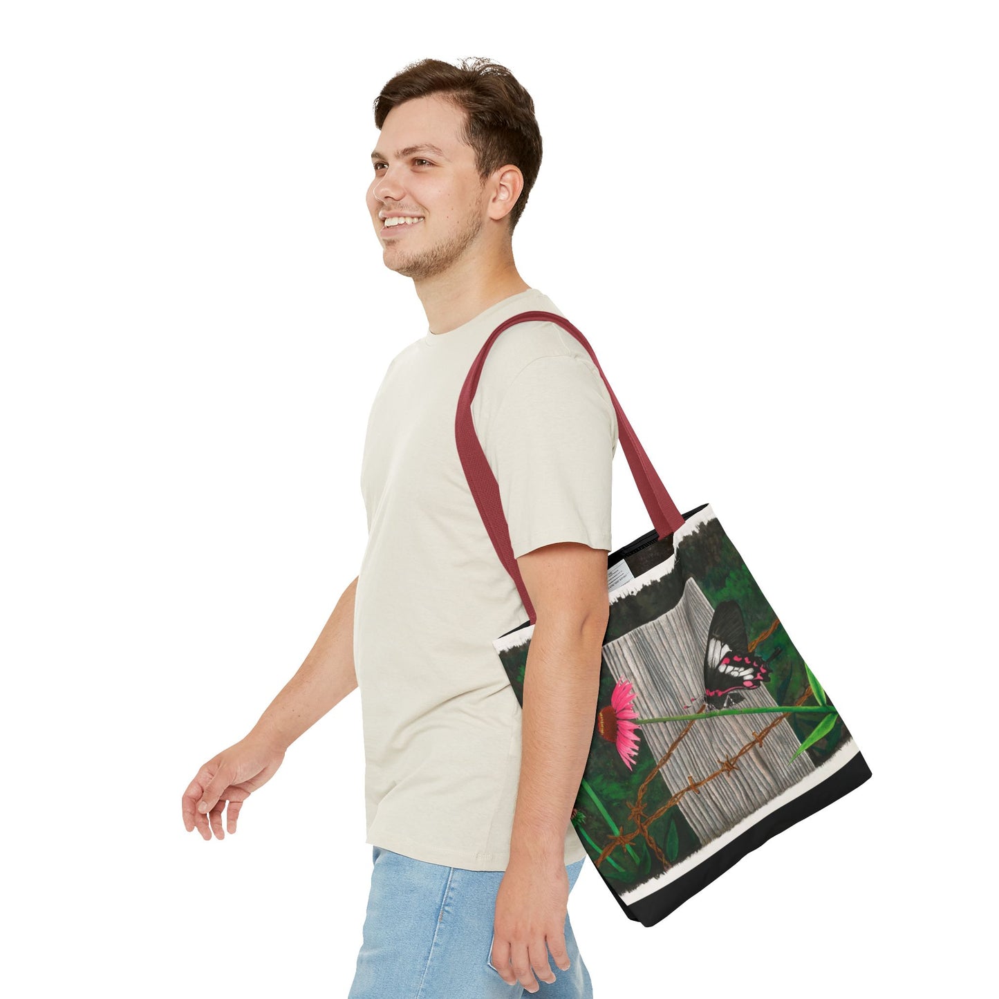 "Fence Post and Butterfly" Western Art Tote Bag