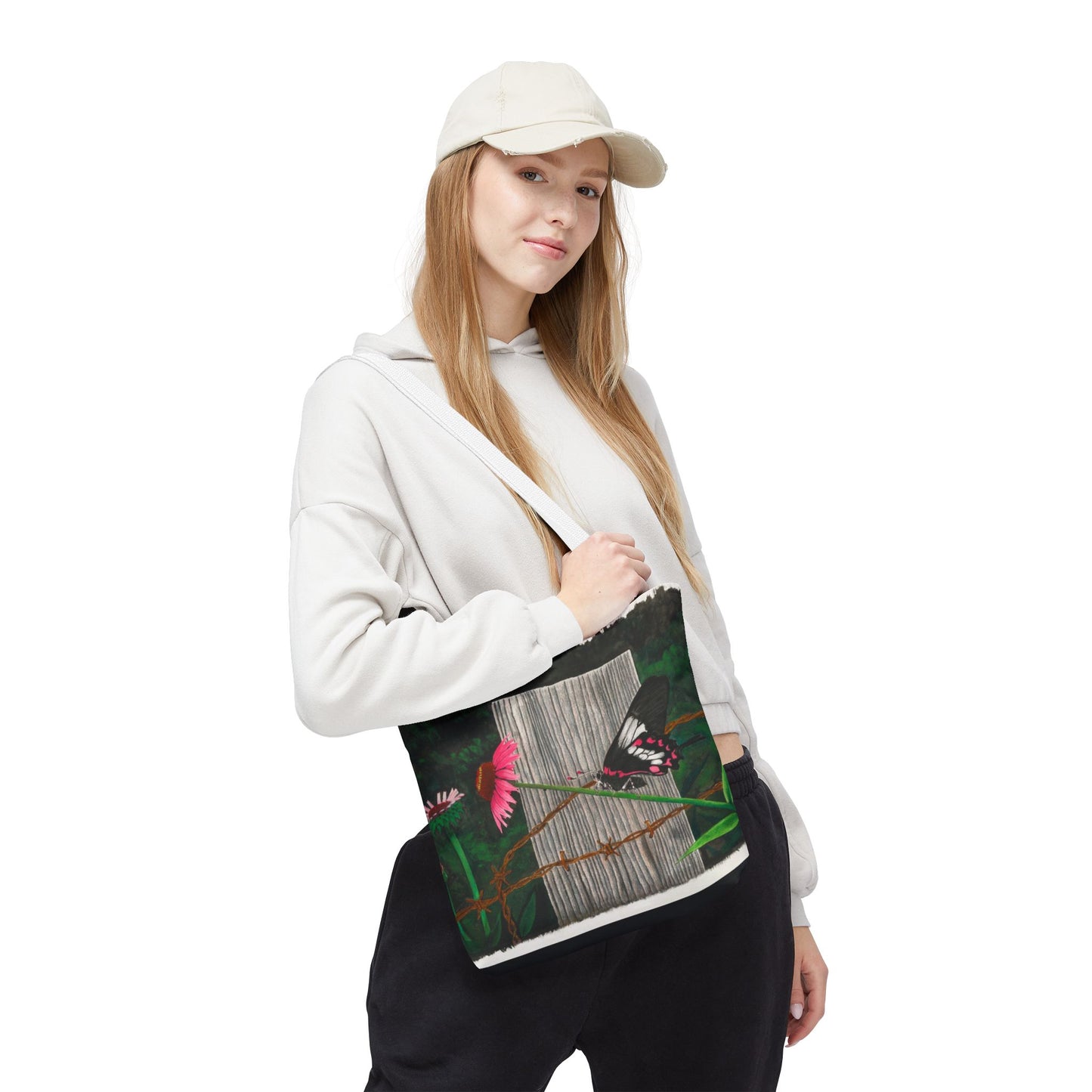 "Fence Post and Butterfly" Western Art Tote Bag
