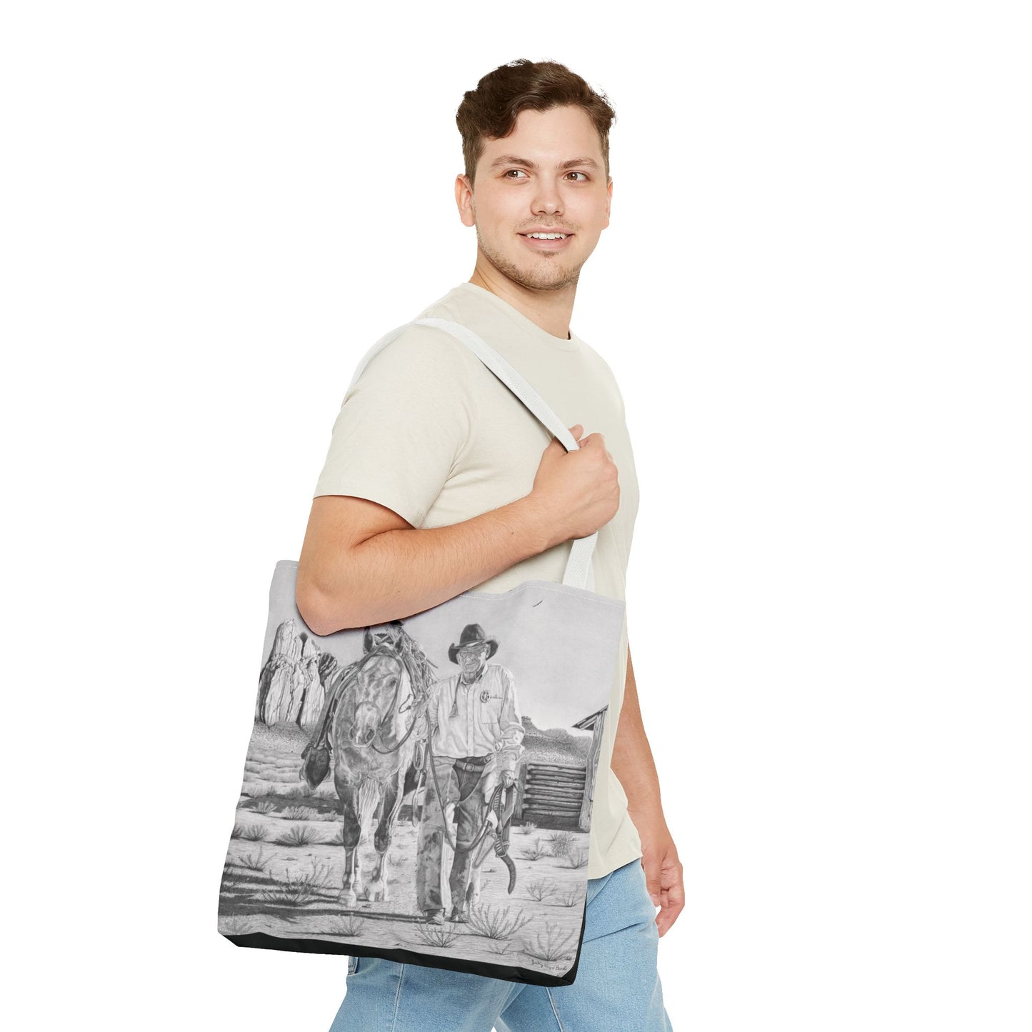 "On The Trail of Outlaw" Western Art Tote Bag