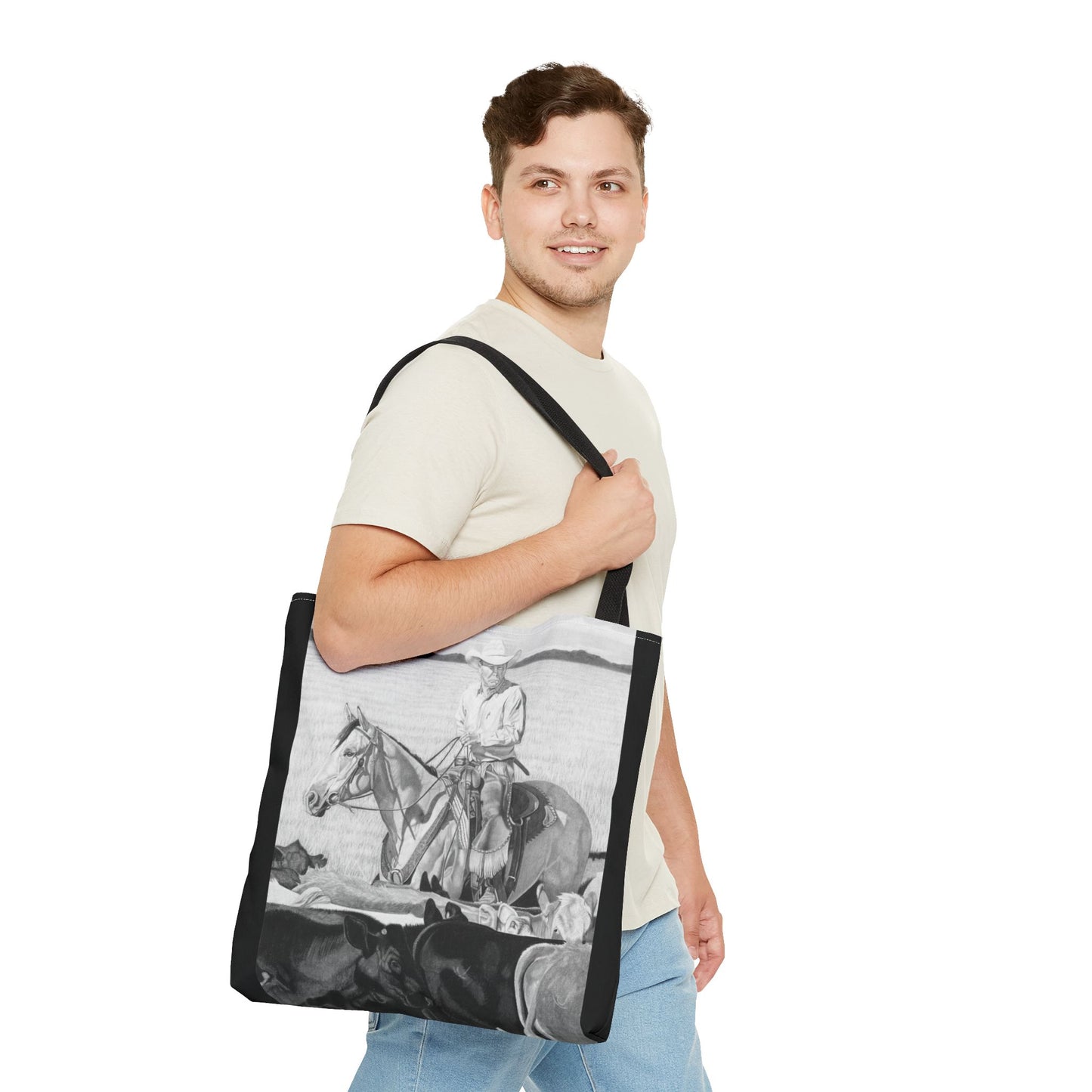 "Hot Day on the Job" Tote Bag, Western Style Shopping Tote, Equestrian Gift, Farmhouse Decor, Horse Lover Accessory