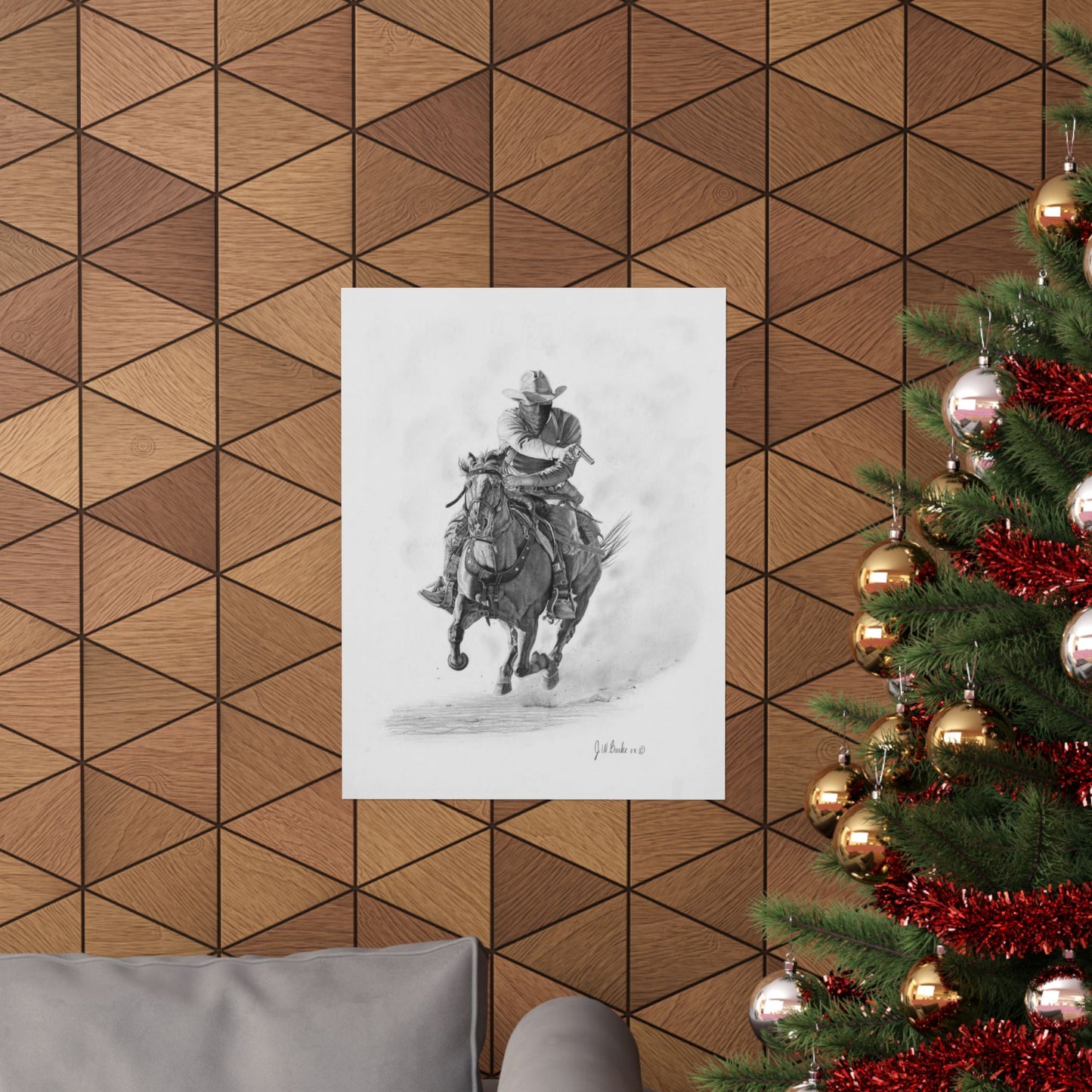 "Bandit" Cowboy Spirit Vertical Wall Art Poster, Rustic Home Decor, Horse Lover Gift, Western Theme Art, Country Style Wall Decoration