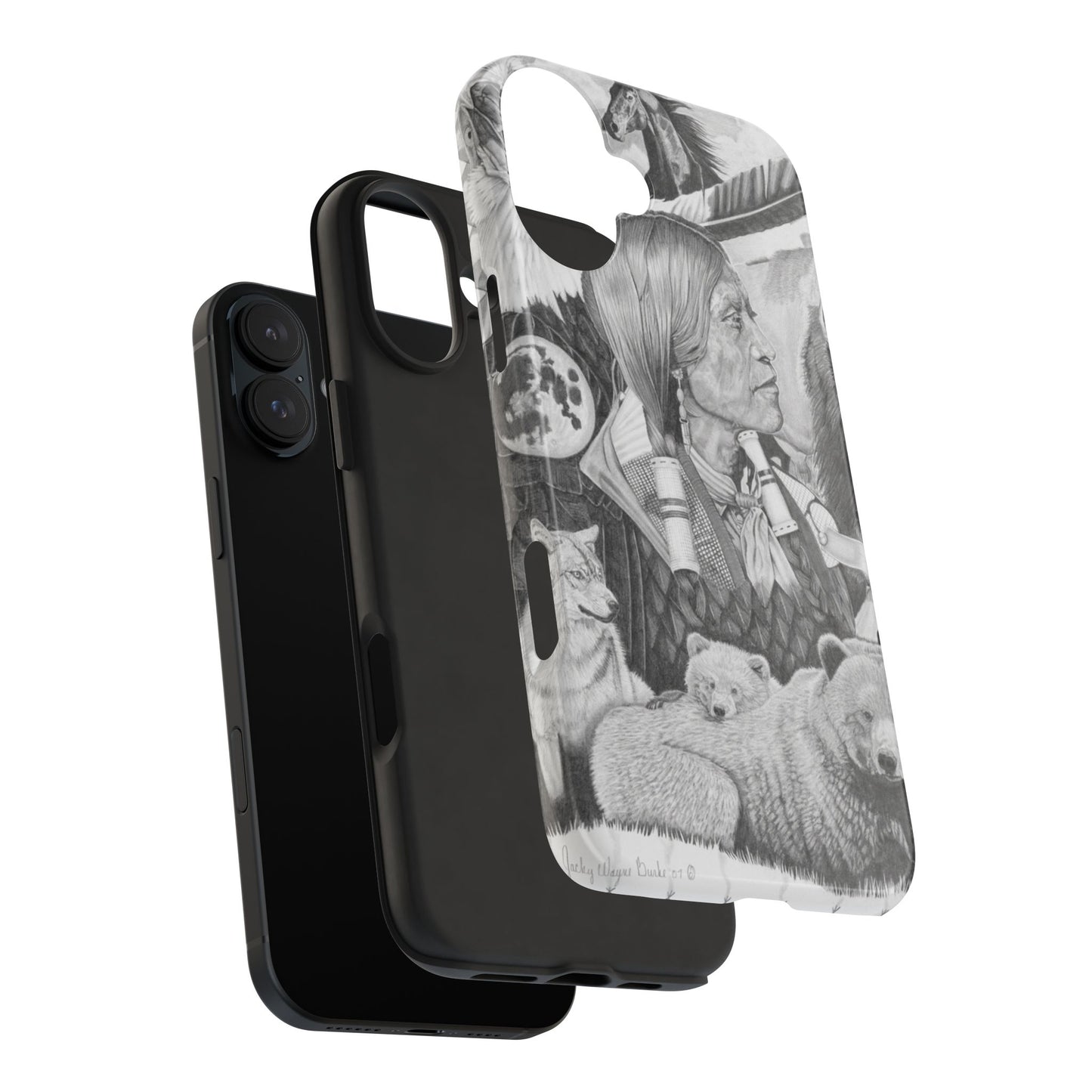 "Two Moon Apache Dream" Western Rodeo Phone Cases, Cowboy Design, Tough Protection, Gift for Him, Ranch Decor, Durable Style