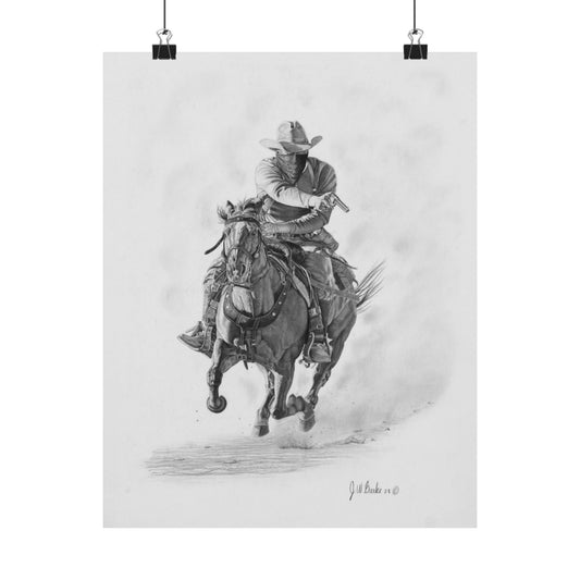 "Bandit" Cowboy Spirit Vertical Wall Art Poster, Rustic Home Decor, Horse Lover Gift, Western Theme Art, Country Style Wall Decoration