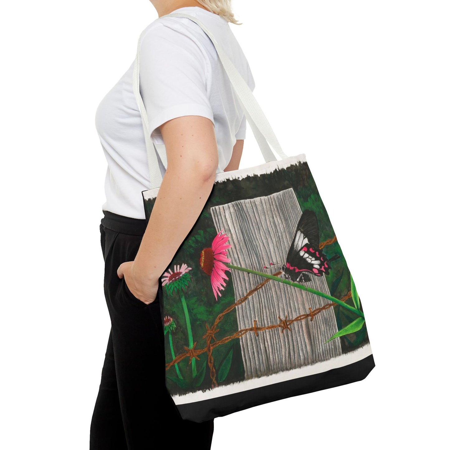 "Fence Post and Butterfly" Western Art Tote Bag