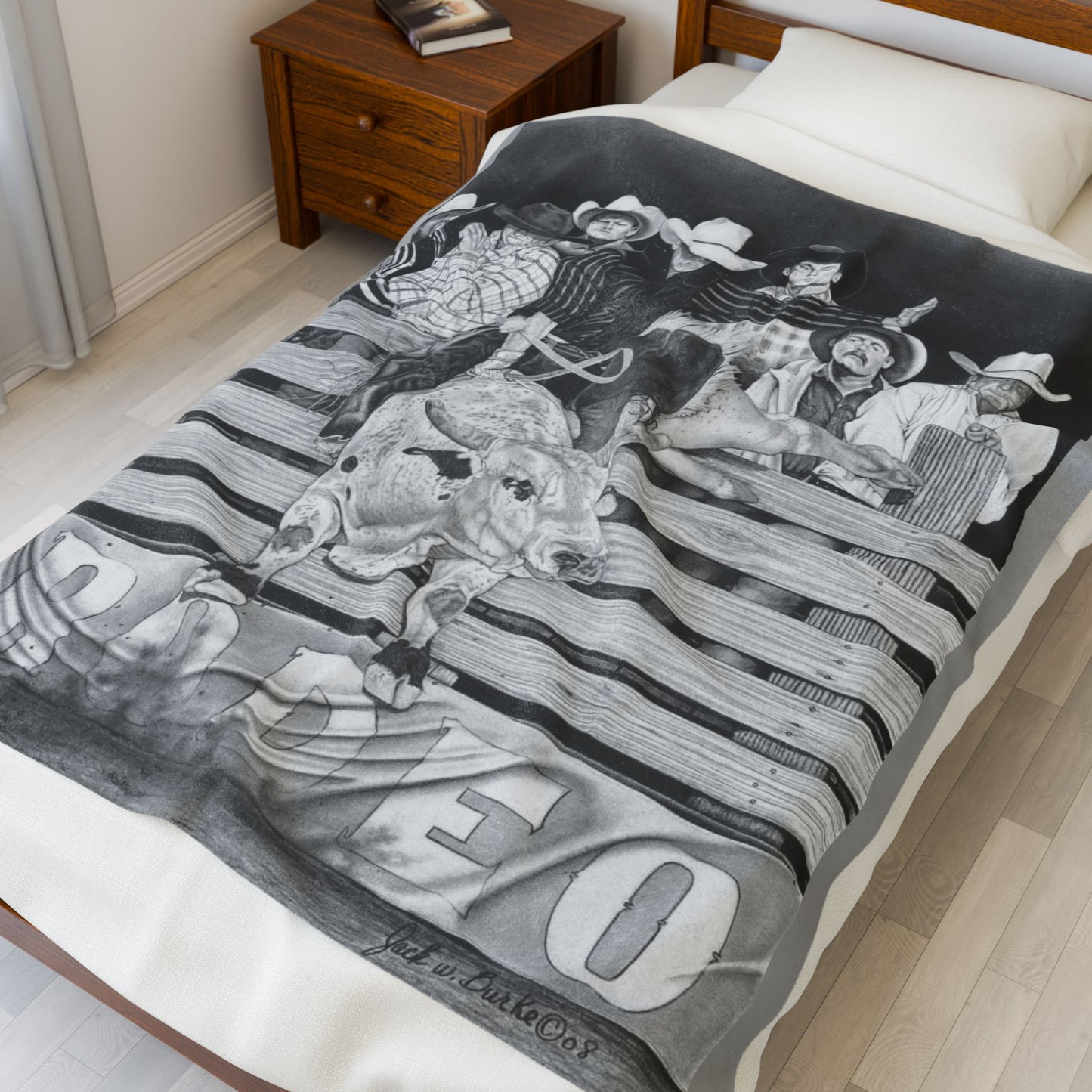 "Serius Fun" Cozy Cowboy Velveteen Plush Blanket | Western Decor, Gift for Horse Lovers, Camping Blanket, Soft Throw, Farmhouse Style