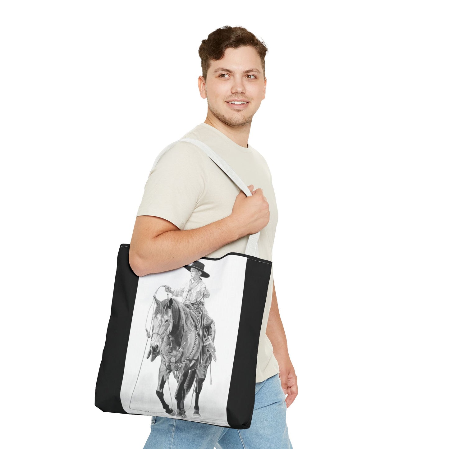 "Young Cowboy " Tote Bag, Western Style Shopping Tote, Equestrian Gift, Farmhouse Decor, Horse Lover Accessory