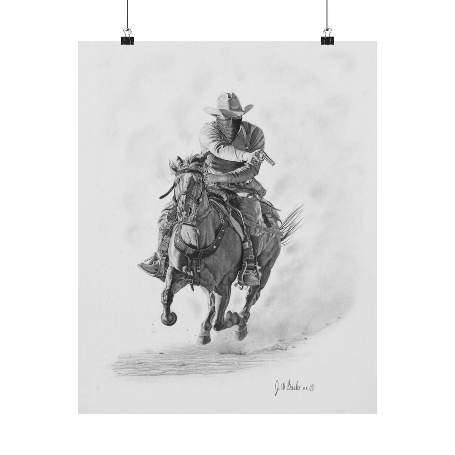 "Bandit" Cowboy Spirit Vertical Wall Art Poster, Rustic Home Decor, Horse Lover Gift, Western Theme Art, Country Style Wall Decoration