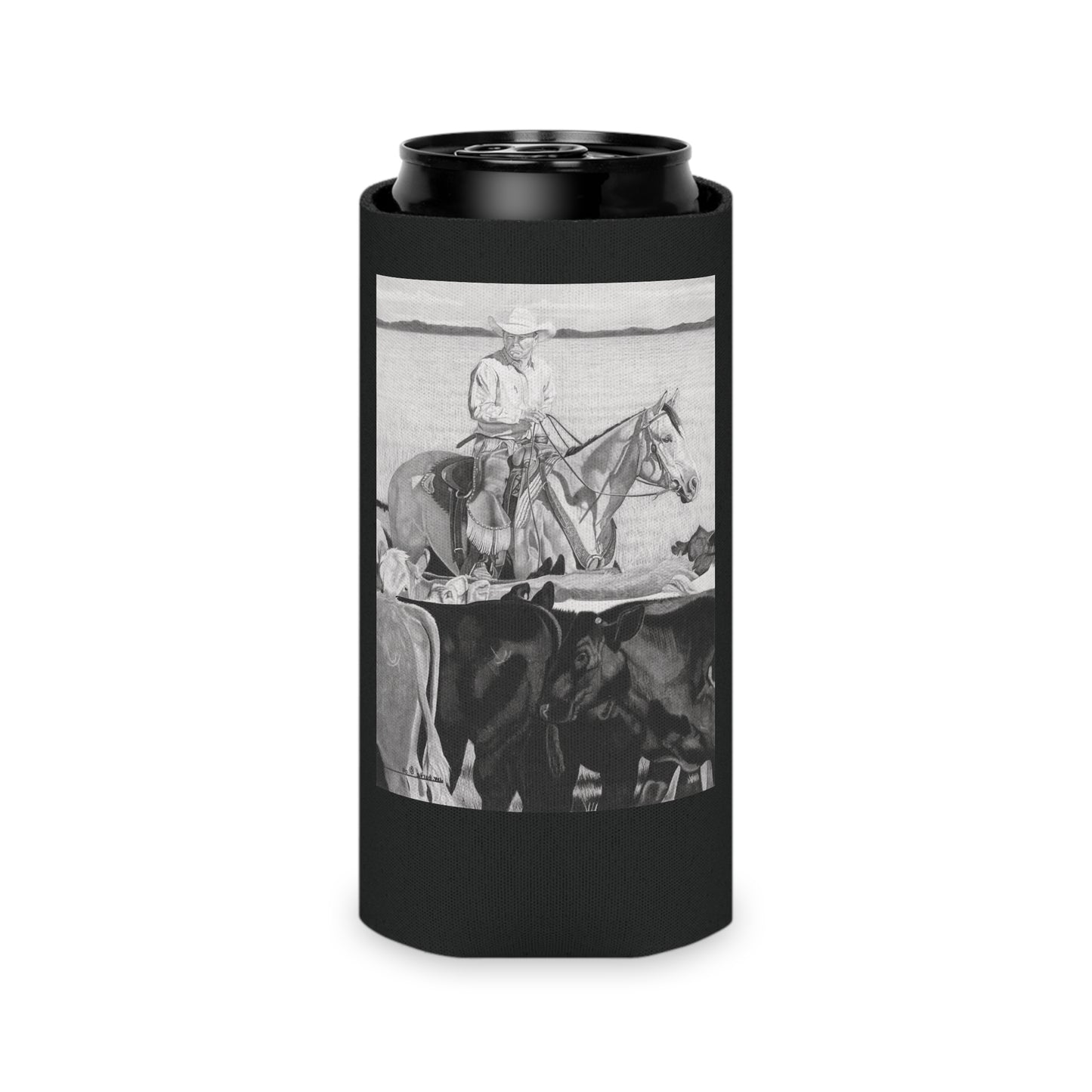 "Hot Day on the Job" Rustic Cowboy Can Cooler, Western Beverage Sleeve, Outdoor Party Gear, Country-Themed Drink Holder, Ideal for BBQs & Tailgates