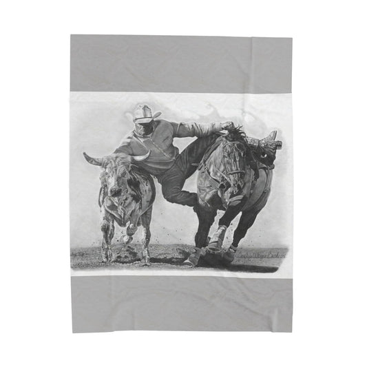 "Cowboy Life # 1" Cozy Cowboy Velveteen Plush Blanket | Western Decor, Gift for Horse Lovers, Camping Blanket, Soft Throw, Farmhouse Style