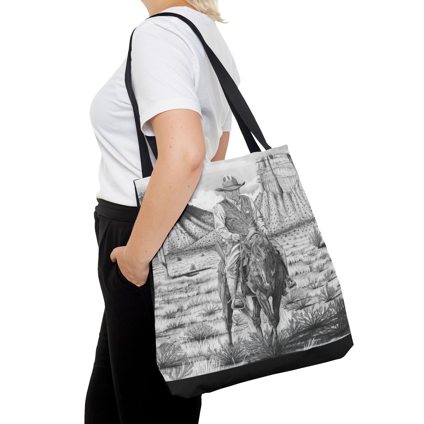 "On the Outlaw Trail "Tote Bag, Western Style Shopping Tote, Equestrian Gift, Farmhouse Decor, Horse Lover Accessory