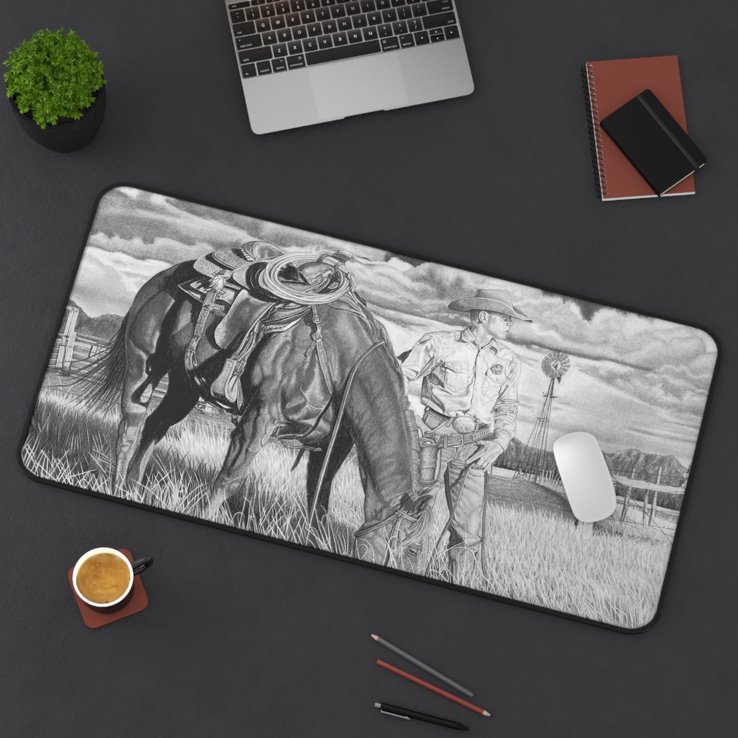 Desk Mat - Western Decor, Cowboy Office Accessory, Horse Lovers Gift, Stylish Computer Mat, Rustic Home Office
