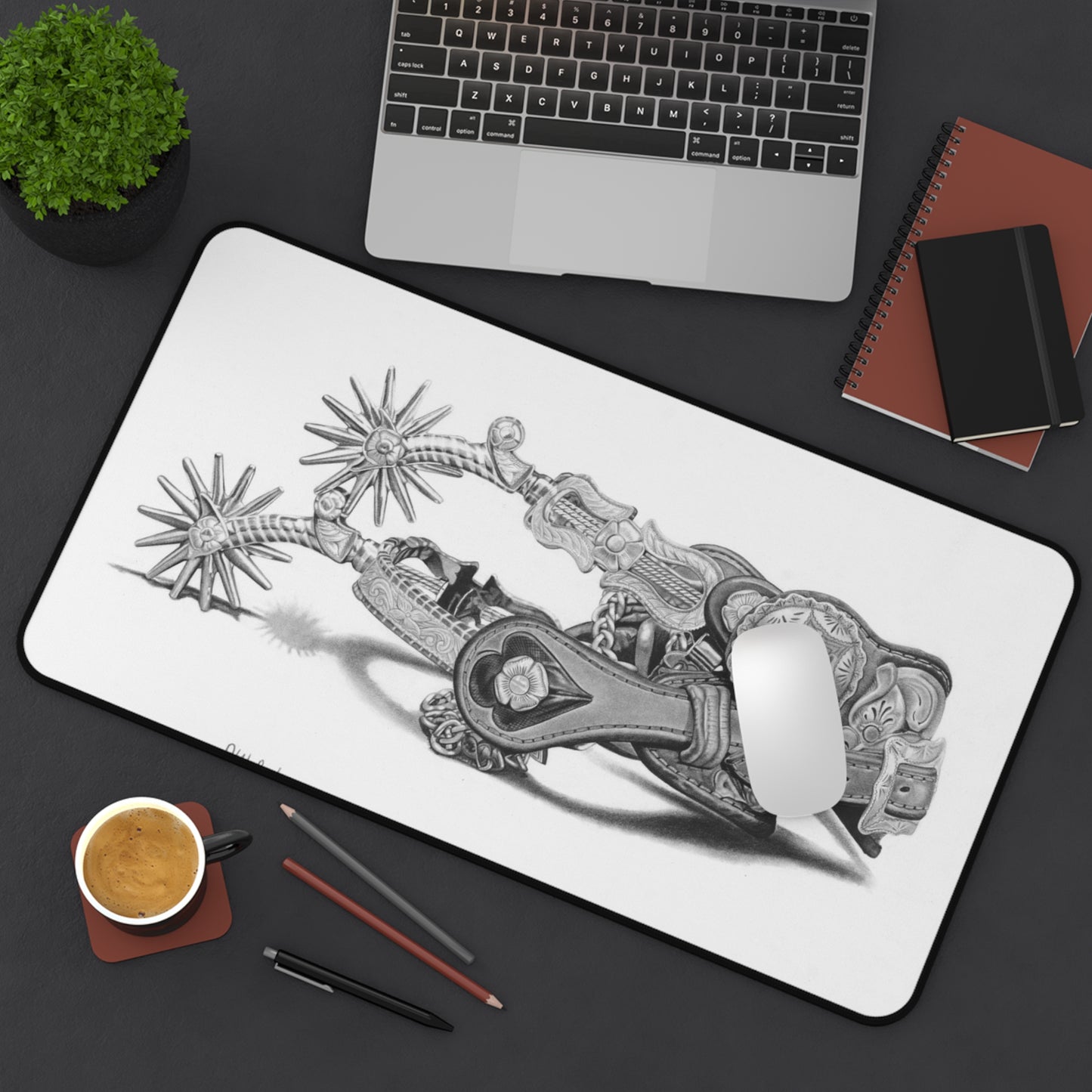 "Spurs" Rustic Horseman Desk Mat - Western Decor, Cowboy Office Accessory, Horse Lovers Gift, Stylish Computer Mat, Rustic Home Office