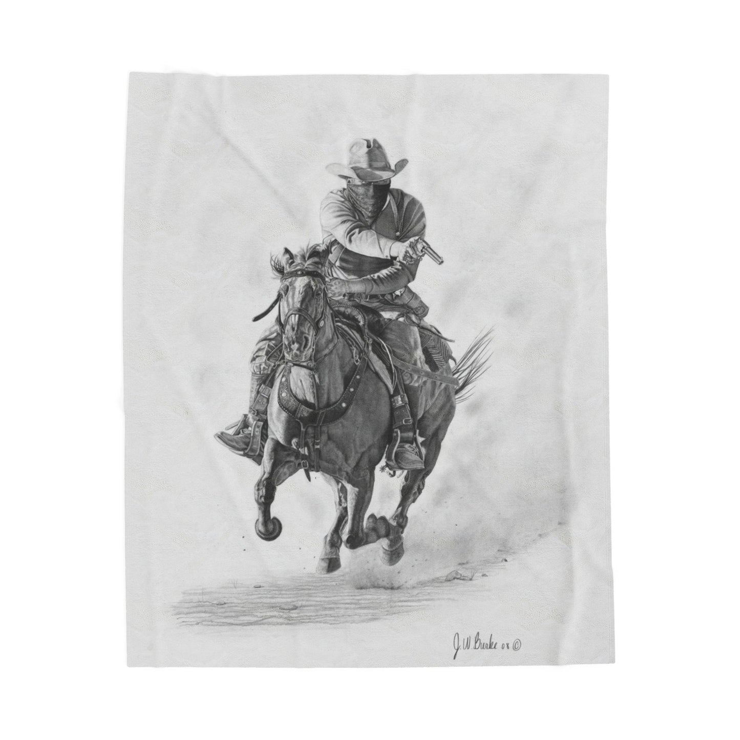 "Bandit" Cozy Cowboy Velveteen Plush Blanket | Western Decor, Gift for Horse Lovers, Camping Blanket, Soft Throw, Farmhouse Style