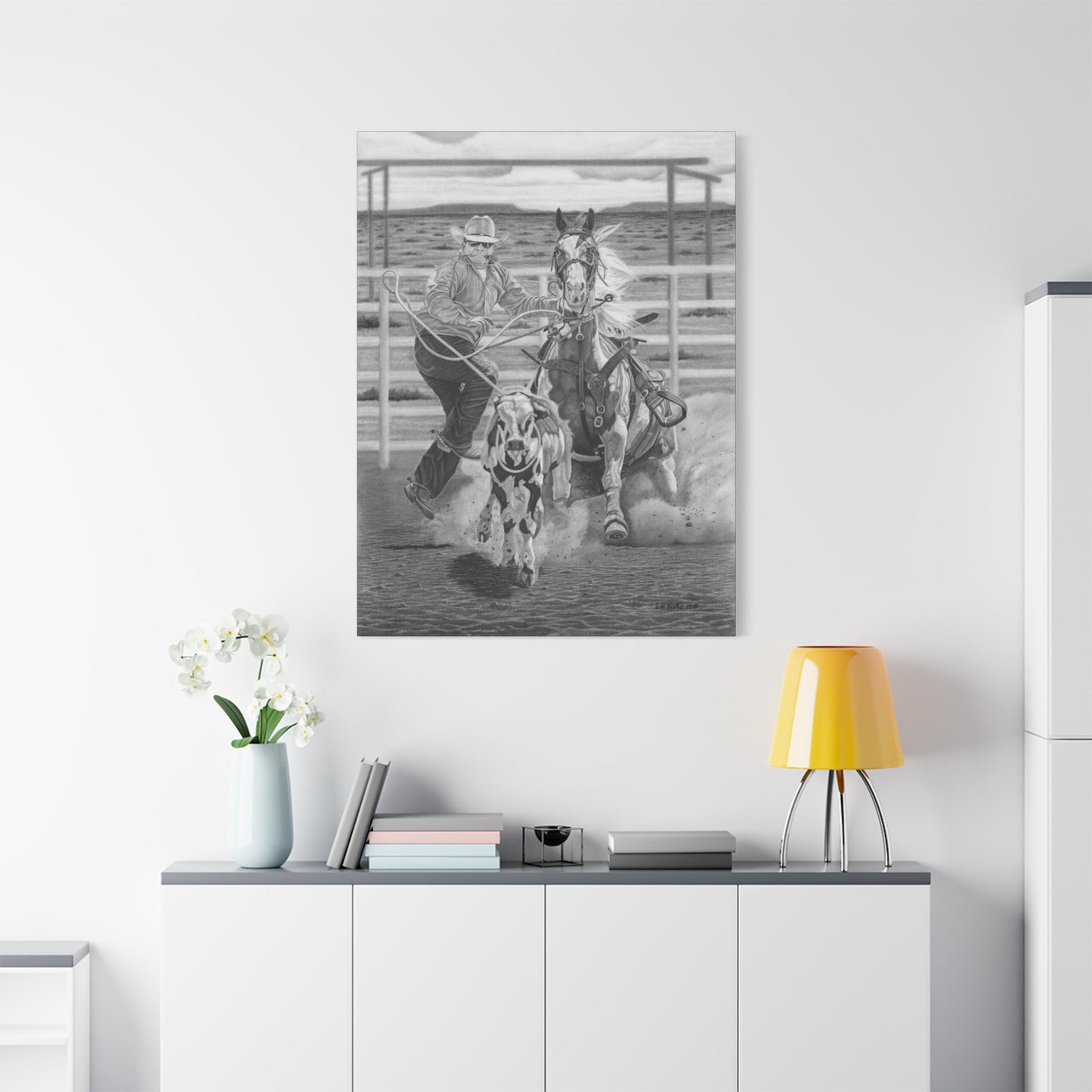 "Stone Cold Throw" Western Artwork on canvas