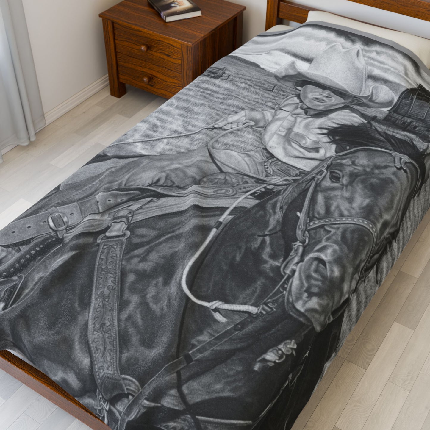 "The Real Billy the Kid" Cozy Cowboy Velveteen Plush Blanket | Western Decor, Gift for Horse Lovers, Camping Blanket, Soft Throw, Farmhouse Style