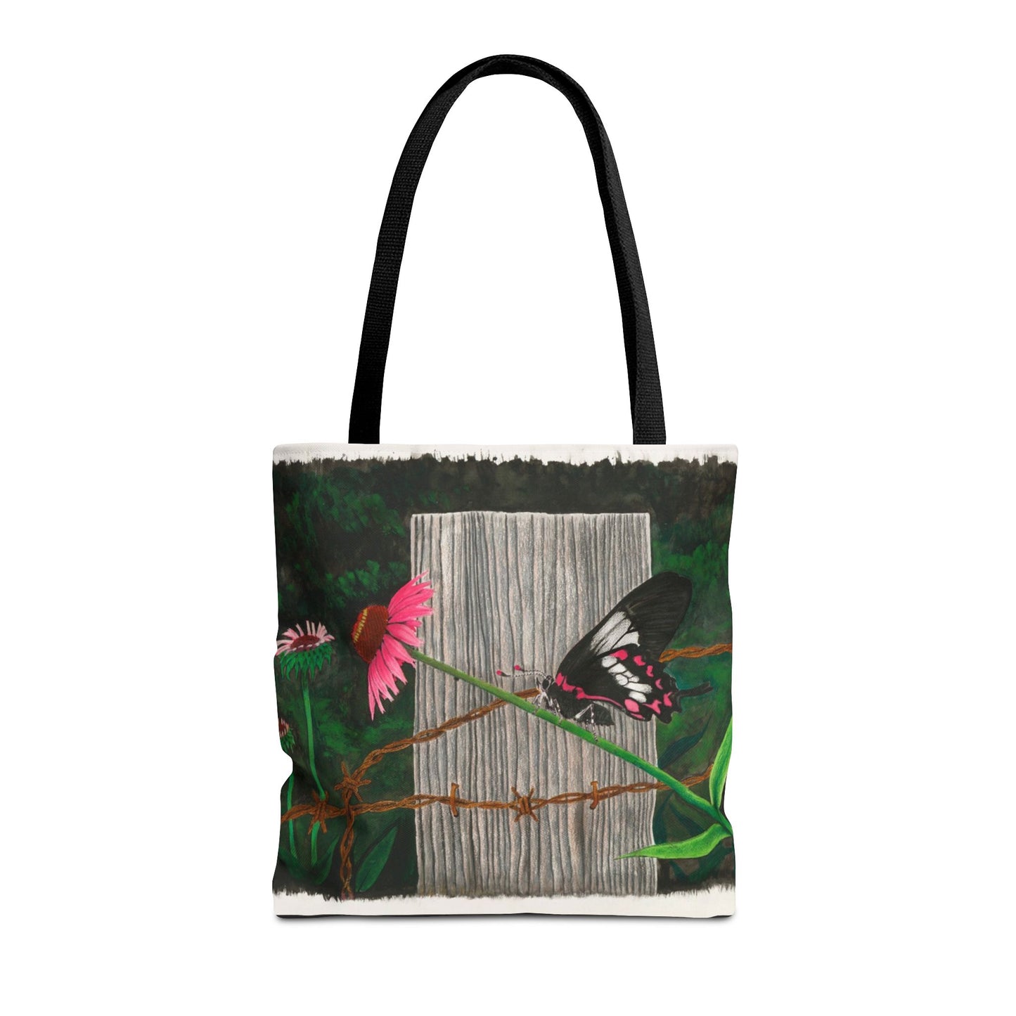 "Fence Post and Butterfly" Western Art Tote Bag